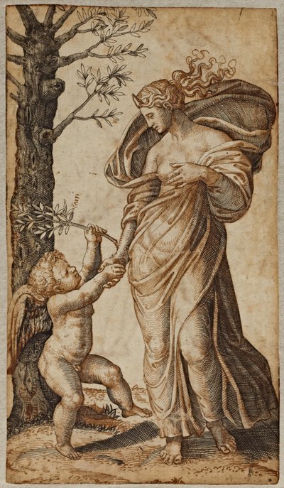 Forsoning af Minerva og Amor af Marcantonio Raimondi