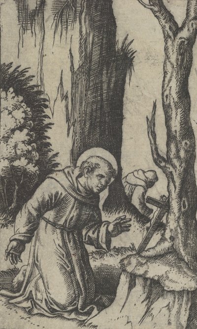 Sankt Frans af Assisi beder foran et krucifiks, fra serien 