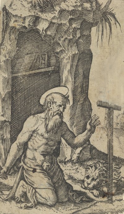 Sankt Jerome knæler foran et krucifiks, fra serien 