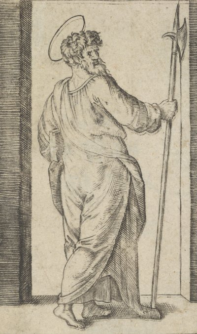 Saint Jude, med en hellebard i sin højre hånd, fra serien 