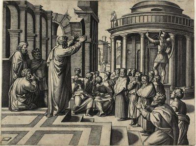 Sankt Paulus prædiker i Athen af Marcantonio Raimondi