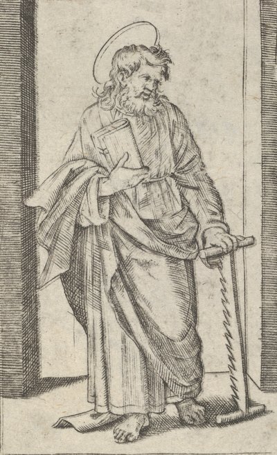 Saint Simon, en sav i sin sænkede venstre hånd, fra serien 