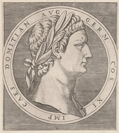 Mirror of Roman Magnificence: Domitian, fra The Tolv Caesars, ca. 1500-1534., ca. 1500-1534. af Marcantonio Raimondi