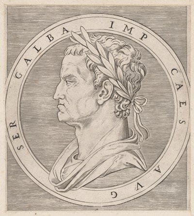 Mirror of Roman Magnificence: Galba, fra The Twelve Caesars, ca. 1500-1534., ca. 1500-1534. af Marcantonio Raimondi