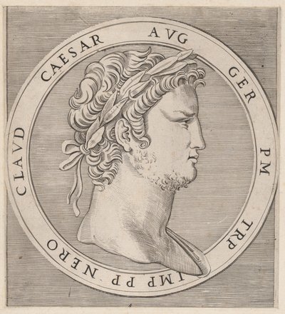 Mirror of Roman Magnificence: Nero, fra De Tolv Cæsarer, ca. 1500-1534., ca. 1500-1534. af Marcantonio Raimondi
