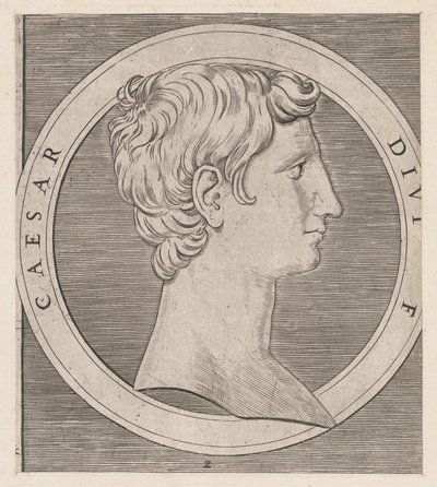 Mirror of Roman Magnificence: Octavian Augustus, fra The Tolv Caesars, ca..., ca. 1500-1534. af Marcantonio Raimondi