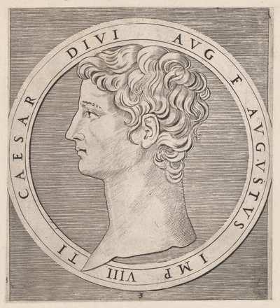 Mirror of Roman Magnificence: Tiberius, fra De Tolv Cæsarer, ca. 1500-1534., ca. 1500-1534. af Marcantonio Raimondi