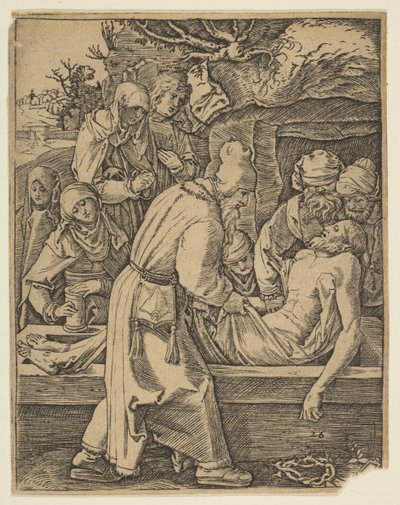 Depositionen, fra Den Lille Passion kopi.n.d. af Marcantonio Raimondi