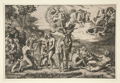 The Judgment of Paris, efter Raphael, c.1510-20 af Marcantonio Raimondi