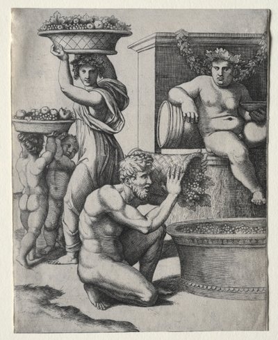 Vinpressen. af Marcantonio Raimondi