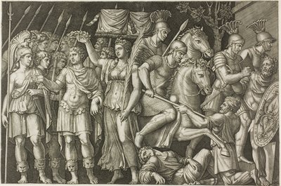 Trajan kronet af sejr af Marcantonio Raimondi