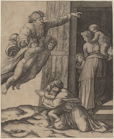 Gud viser sig for Noa af Marcantonio Raimondi after Raphael