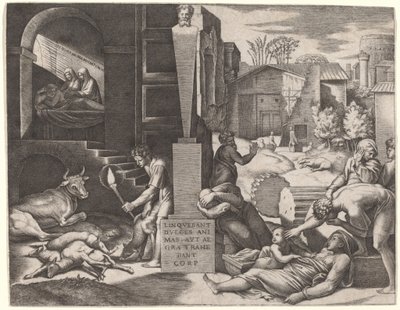 Il Morbetto (Pesten) af Marcantonio Raimondi after Raphael
