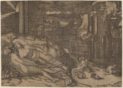 Rafaels drøm af Marcantonio Raimondi possibly after Raphael