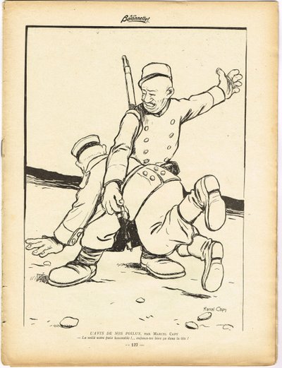 Bajonetten, satirisk i sort/hvid af Marcel Amable O.L. Capy