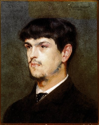 Portræt af den franske komponist Claude Debussy (Sort sten og pastel af Marcel Andre Baschet