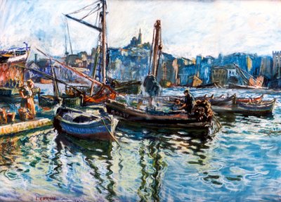 Havnen i Marseille, c1920 af Marcel Leprin
