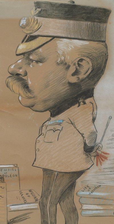 Karikatur af uidentificeret oberstløjtnant fra Royal Marines Light Infantry, 1893 (farvet kridt på papir) af Marcel Pic