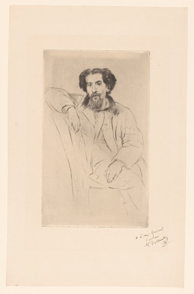 Portræt af Henri Charles Guérard af Marcellin Gilbert Desboutin (signed by artist)