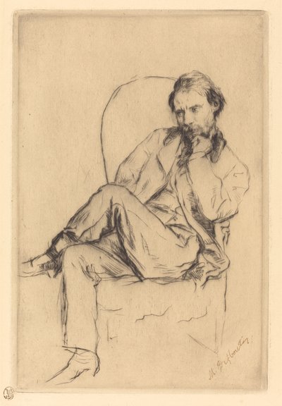 Renoir siddende af Marcellin Gilbert Desboutin