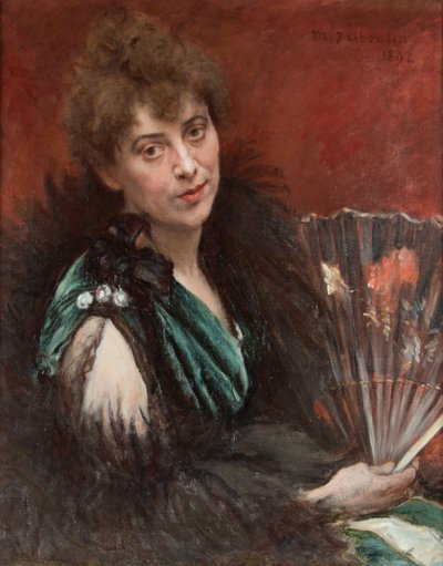 Kvinde med vifte, 1892. af Marcellin Gilbert Desboutin