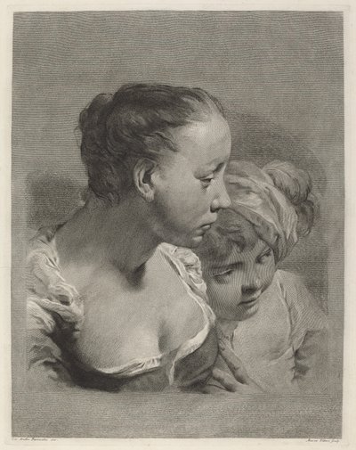 Ung kvinde og en dreng mod højre af Marco Alvise Pitteri after Giovanni Battista Piazzetta
