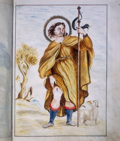 Belysning fra "Bull of the Agregazione auta della Venerabile Archiconfraternita di San Rocco i Rom af Marco Antonio Binarelli
