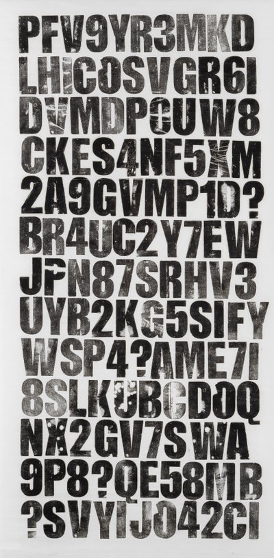 Codex, 2018 (trætypetryk på rispapir) af Marco Campedelli