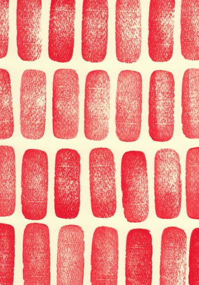 Stones_red, 2017 (gummistempler) af Marco Campedelli