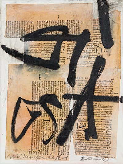 Texto #17, 2020 (collage, blandede medier på lærred) af Marco Campedelli