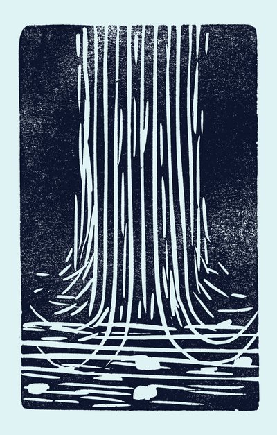 Vandfald, 2014 (linoleum på papir) af Marco Campedelli