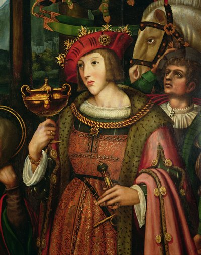 Charles Vth (1500-1558) af Spanien (olie på panel, detaljer) af Marco Cardisco