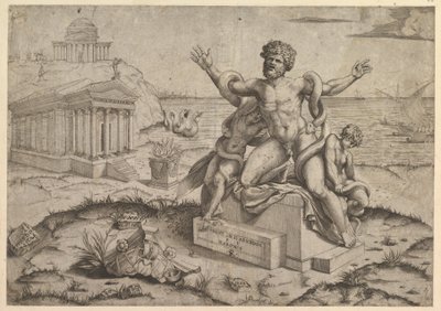 Spejl af romersk storslåethed: Gamle basrelieffer med Laocoon, ca. 1516-20. af Marco Dente