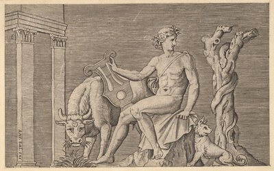 Mirror of Roman Magnificence: Apollo Tending the Flocks of Admetus, 1500-tallet. af Marco Dente