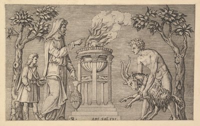 The Mirror of Roman Magnificence: The Sacrifice of a Ram, 1500-tallet. af Marco Dente