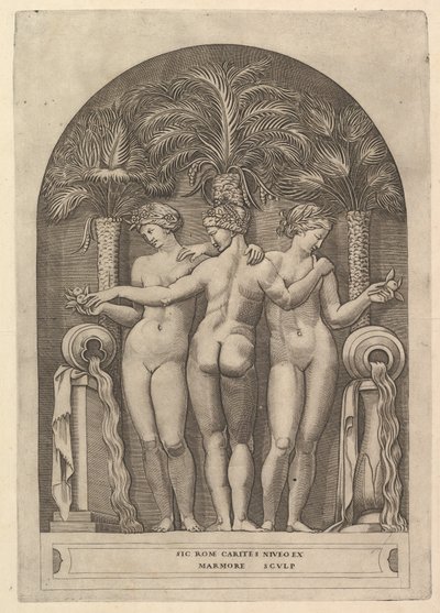 The Mirror of Roman Magnificence: The Three Graces, ca. 1515-27. af Marco Dente