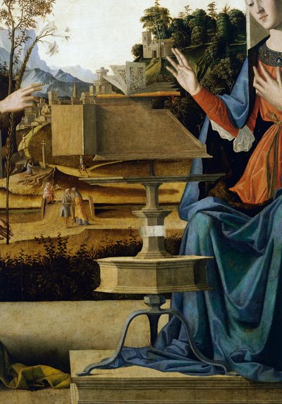 Bebudelse, detalje af talerstol af Marco Palmezzano