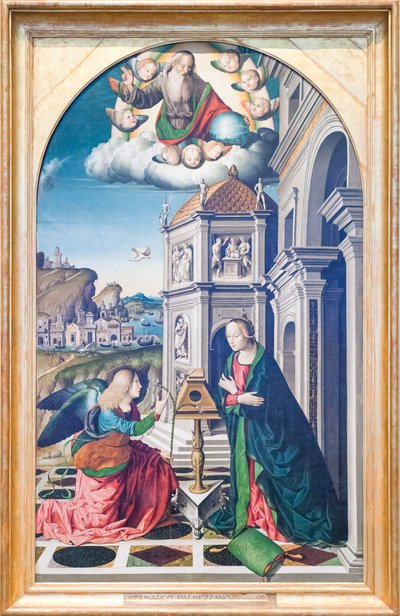 Bebudelsen (olie på træ) af Marco Palmezzano