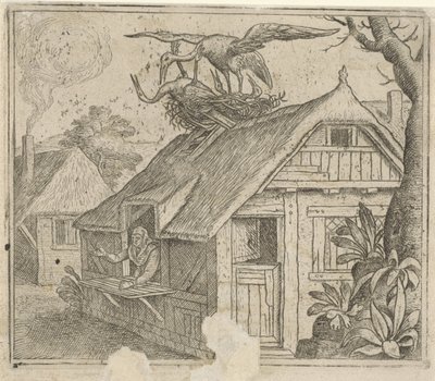 Fabel om storke og deres religion af Marcus Gheeraerts (I) (attributed to)