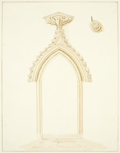 Døråbning til Vestry Room of Bristol Cathedral (blyant og akvarel på papir) af Marcus H. Homes
