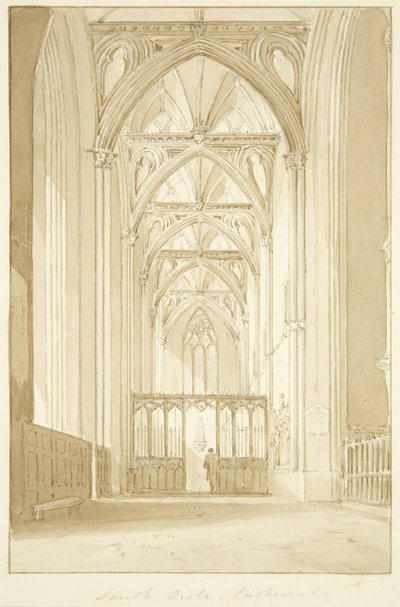 South isle of Bristol Cathedral (blyant og akvarel på papir) af Marcus H. Homes