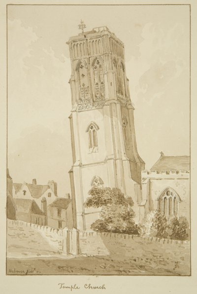 Temple Church (blyant og akvarel på papir) af Marcus H. Homes
