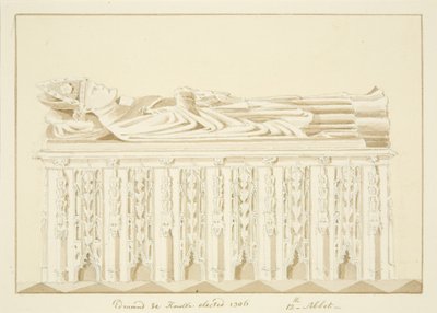 Abbed Knowles grav i Bristol Cathedral (blyant og akvarel på papir) af Marcus H. Homes