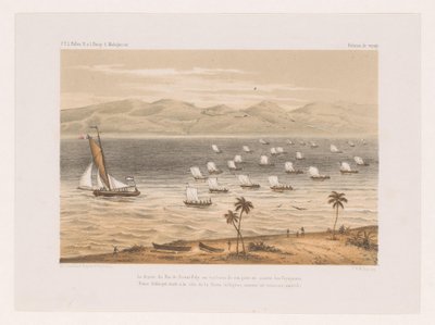 Kongen af ​​Nossi-Faly tog af sted til sin fars begravelse Le départ du Roi de Nossi-Faly au tombeau de son père en société des Voyageurs (...) (titel på objektet) Rejse af François P.L. Pollen til Madagaskar (serietitel) F.P.L. Pollen R. s af Marcus Jacob Goedkind