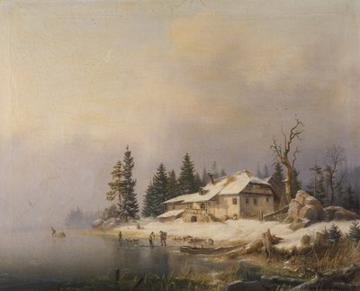 Gård ved den vinterklare sø af Marcus Pernhardt