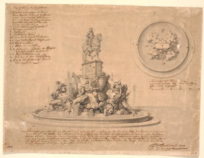 Udkast til et monument for Frederik V på Amalienborg af Marcus Tuscher