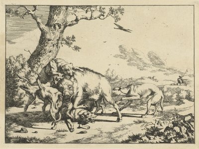 Orne angrebet af fire jagthunde Jagthunde (serietitel) af Marcus de Bye