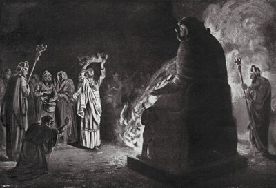 En fønikisk ofring til Moloch (litografi) af Margaret (after) Dovaston