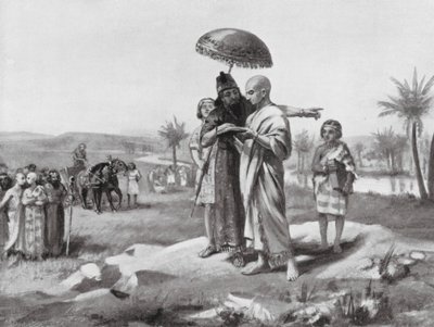 Ordning af grænsen mellem Assyrien og Babylon (litografi) af Margaret (after) Dovaston