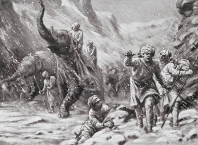Mahmud af Ghaznis første succes, år 1000 (litografi) af Margaret (after) Dovaston